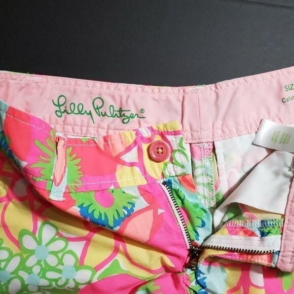 Lilly Pulitzer Callahan Shorts Size 00 Retro Neon Floral Print Ice Cream Social - Picture 7 of 10